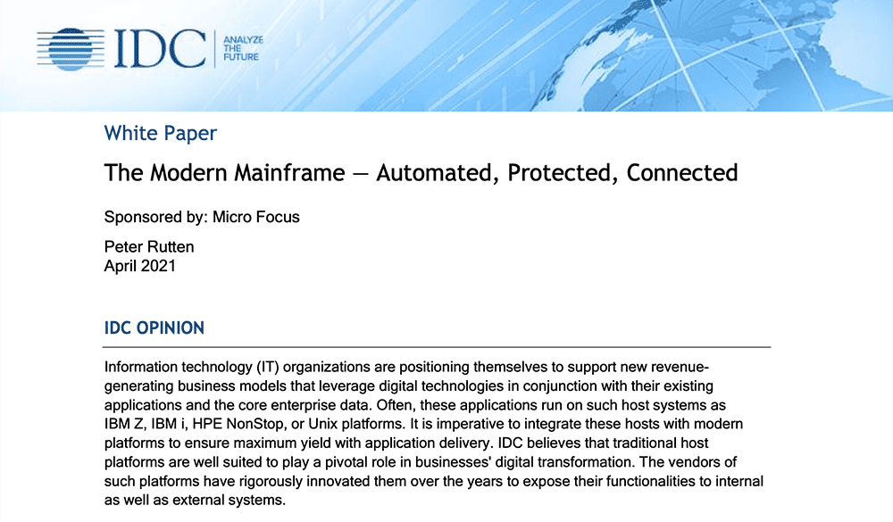 IDC White Paper: The Modern Mainframe – Automated, Protected, Connected